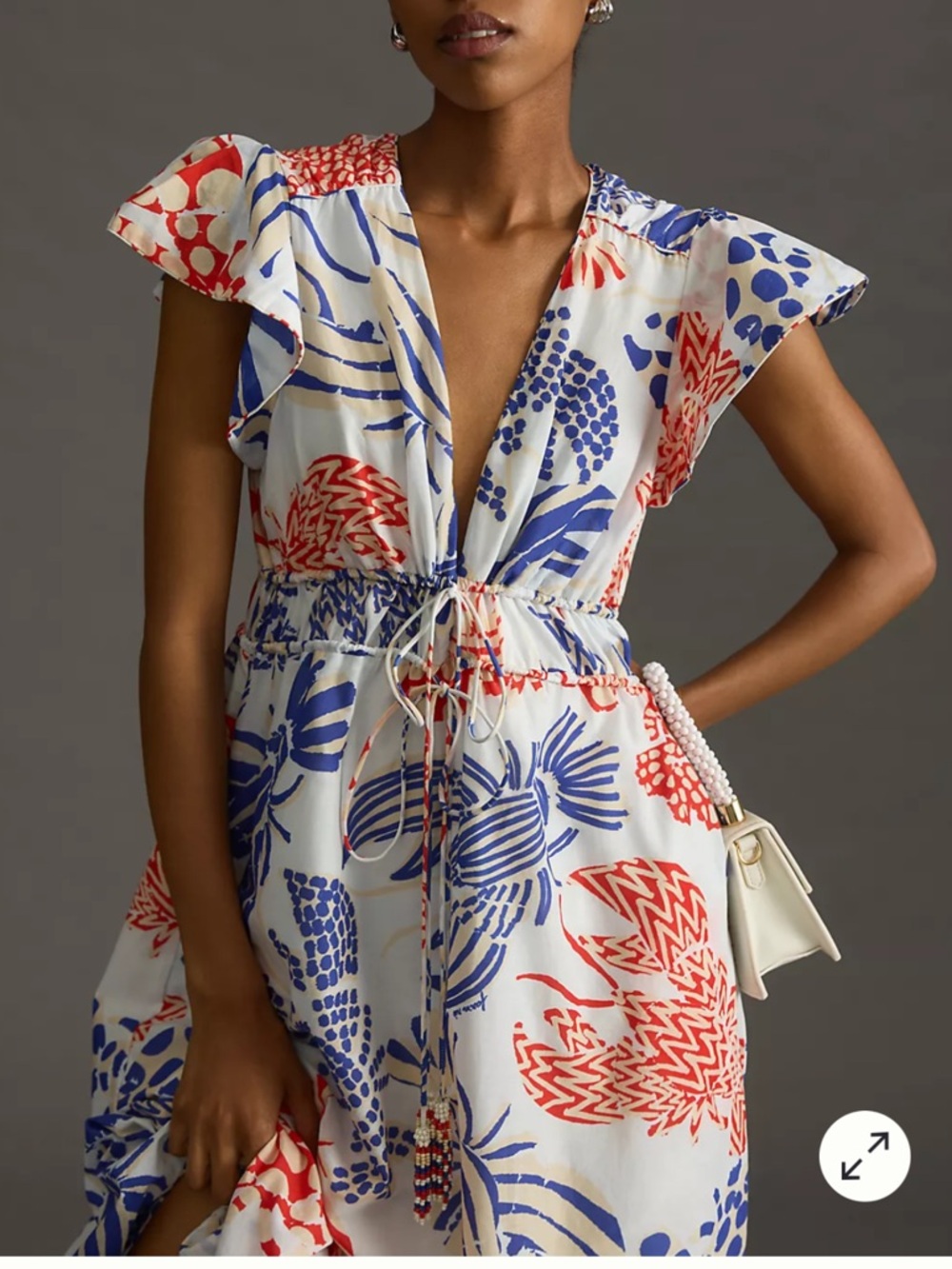 FARM Rio Printed Ruffle Sleeve V-Neck Dress - Picture 3 of 6